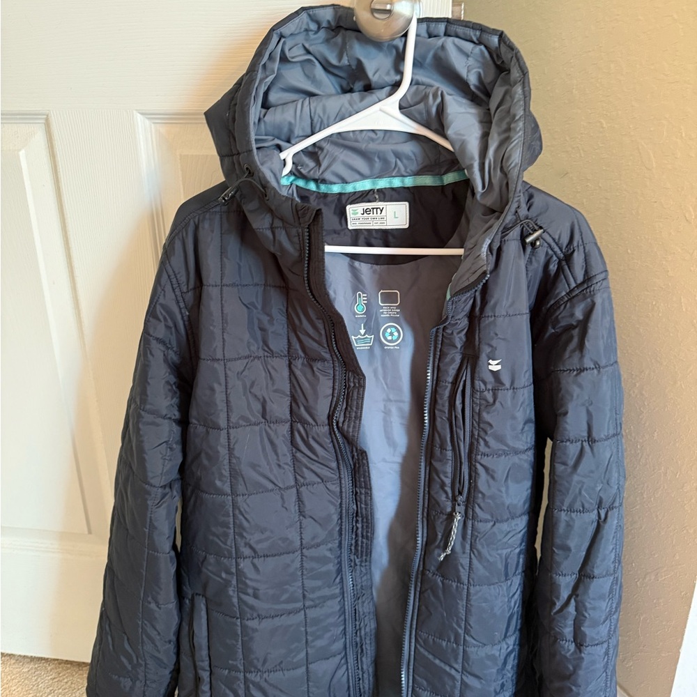 Jetty Hooded Quilted Jacket in Dark Gray